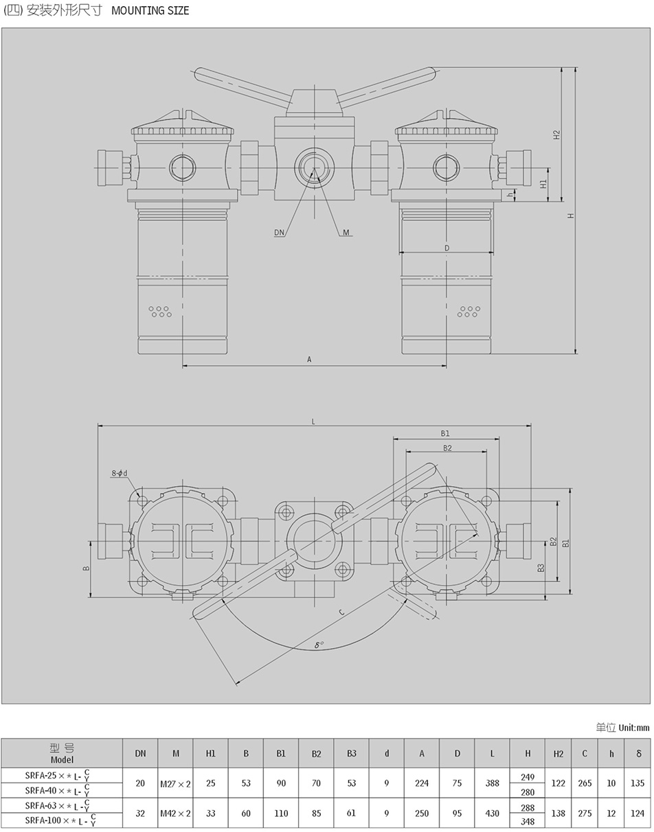 SRFA系列雙筒微型直回式回油過濾器SRFA-100*10(圖1)